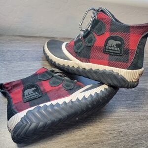 Sorel Out N About Buffalo Check Duck Boots Women's 6.5 Waterproff